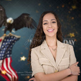 Aperturee - Bald Eagle USA Flag Glitter Bokeh Memorial Day Backdrop